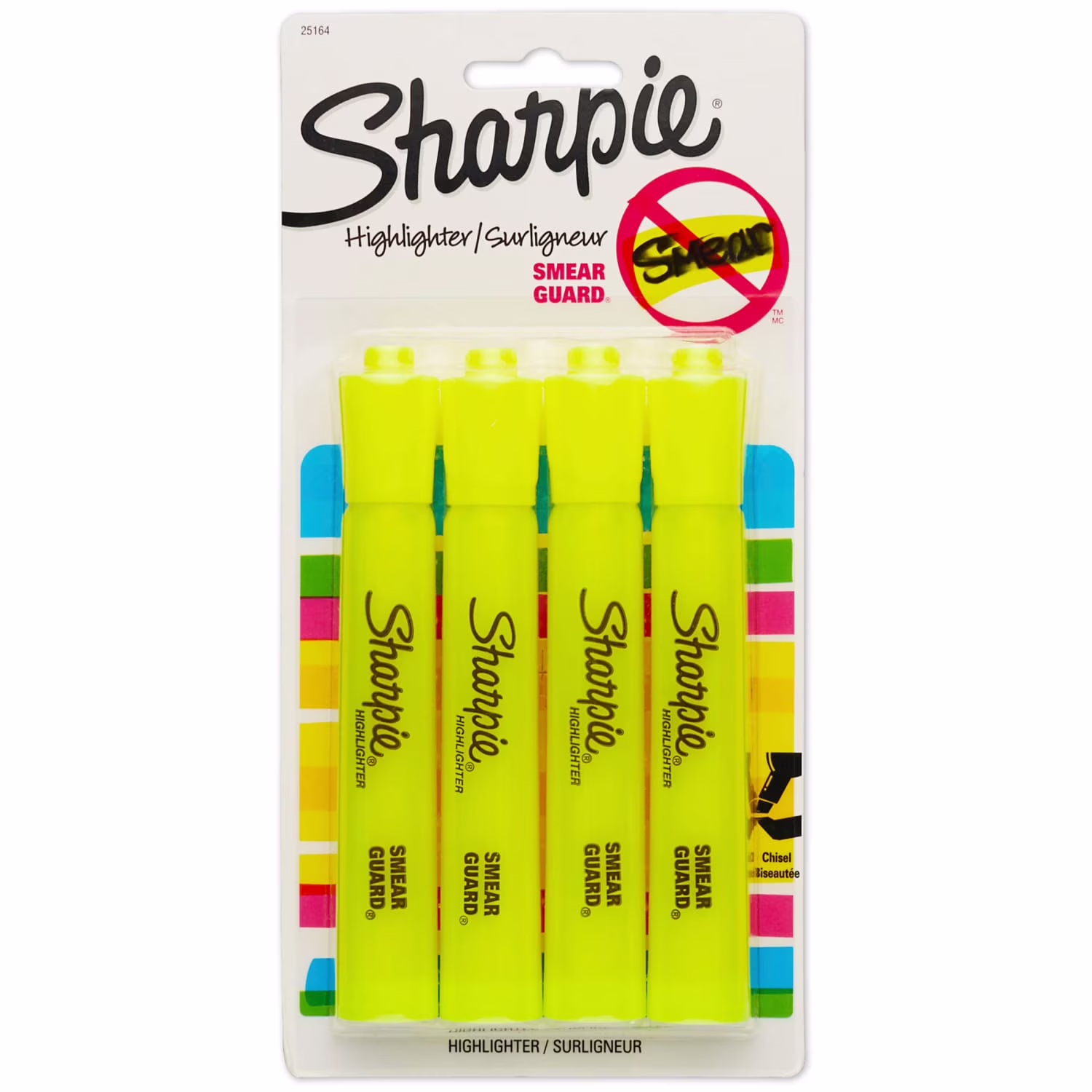 Sharpie Tank Style Highlighters, Chisel Tip, Fluorescent Yellow, 4 Count - Thumbnail 1