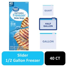 Great Value Half Gallon Freezer Slider Bags, 40 Count - Thumbnail 1