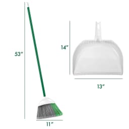 Libman Precision Angle Broom With Dustpan, Green White, Recycled Plastic Fibers - Thumbnail 8