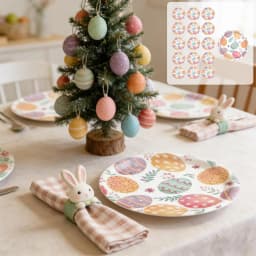 DAMAI 16 Pcs 7 inchs Easter Day Paper Plates - Colorful Eggs Pattern Disposable Dinnerware for Spring Celebrations Picnic Favors(7 inchs Paper Plates) - Thumbnail 6