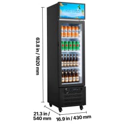 VEVOR Commercial Merchandiser Refrigerator, 6.1 Cu.Ft / 173 L Glass Door Display Refrigerator, Upright Beverage Cooler with Customizable Lightbox,3 - Thumbnail 7