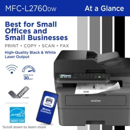 Brother Wireless MFC-L2760DW Compact Monochrome All-in-One Laser Printer with Copy, Scan and Fax, Duplex and Mobile Printing - Thumbnail 2