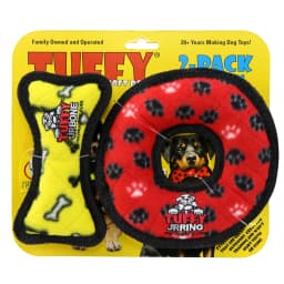 TUFFY Jr Bone Yellow and Ring Red Paw Durable Plush Squeaky Dog Toy, 2 Pack - Thumbnail 8