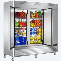 Coolake 82" Width Commercial Refrigerator 3 Solid Doors, 72 Cu.ft Stainless Steel Reach-in Upright Fridge with LED Lighting, Fan Cooling Refrigerator - Thumbnail 2