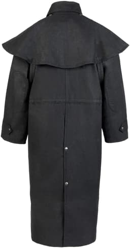 L Mens Oilskin Western Australian Waterproof Duster Coat Jacket 23101BK - Thumbnail 2