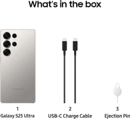 (Open Box) Unlocked, Samsung, Galaxy S25 Ultra, Cell Phone, Voice-Activated, 256GB 12GB RAM 5000mAh Battery, Titanium Black - Thumbnail 2