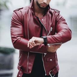 Fgnfyis Mens Leather Jacket Autumn Winter欧美 Fashion Large Size Zipper Motorcycle Coats for Men Red M - Thumbnail 2
