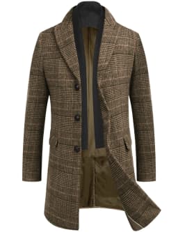 COOFANDY Mens Coat Men's Overcoat Trench Coat Wool-Blend Classic Pea Coat With Removable Scarf - Thumbnail 1