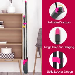 JEHONN Broom with Dustpan Combo Set Long Handle (Rose Red) - Thumbnail 4