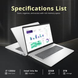 HP 17.3" FHD Business Laptop, Intel i7-1355U, 32GB RAM, 3TB Storage (2TB SSD+1TB Docking Station Set) - Thumbnail 3