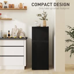 HOMCOM Small Fridge with Freezer, 4 Cu Ft Refrigerator with Shelves, Black - Thumbnail 8