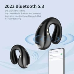 RHEA- Open Ear Bone Conduction Headphones Enhanced Comfort Wireless Black S19 - Thumbnail 4