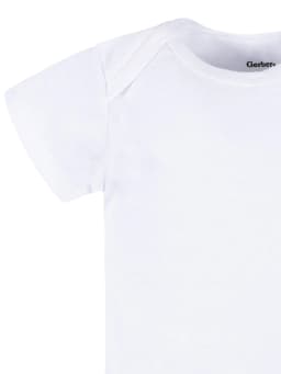 Gerber Baby Boy or Girl Neutral White Short Sleeve Cotton Onesies, 4-Pack, Sizes Newborn - 24 Months - Thumbnail 11