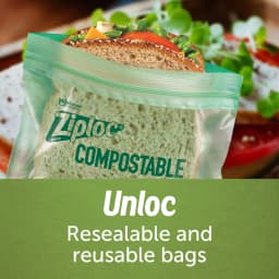 Ziploc® Compostable Sandwich Bags, Food Storage Zipper Bags, 40 Count - Thumbnail 2