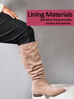 Women's Extra Wide Calf Knee High Boots, True Wide Width Long Slouchy Ladies Boots, Flat Low Heel Casual Combat Tall Boots for Women. - Thumbnail 5