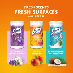 Lysol Disinfecting Wipes, All Purpose Cleaner, Multi Surface Antibacterial Cleaning Wipes, Cleaning Supplies, Mango & Hibiscus Scent, 80 Count - Thumbnail 6