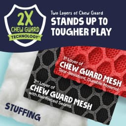 goDog Double Chew Guard Technology Dino Frills Squeaky Plush Dog Toy, Red, Small - Thumbnail 4