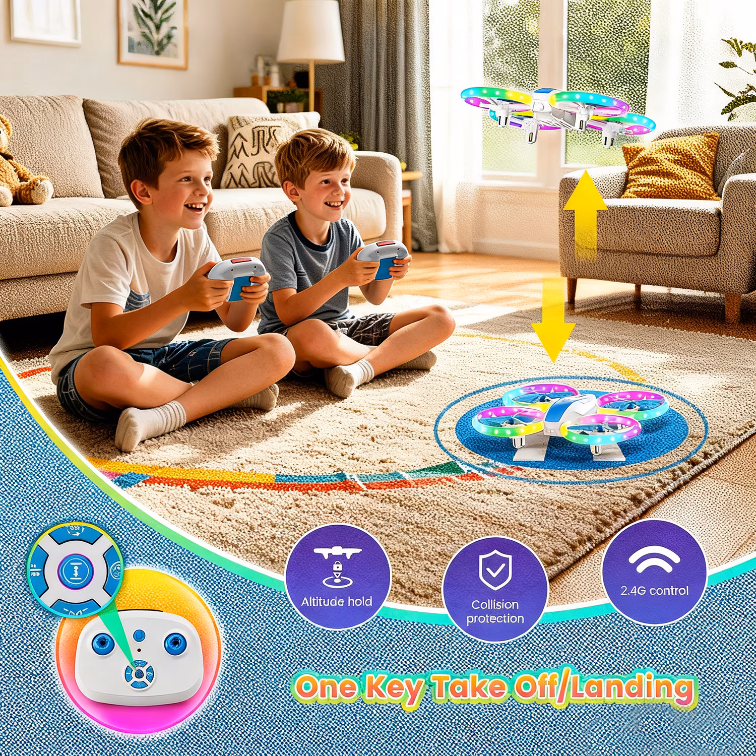 EACOPOL Kids Drone, Mini Drone, Beginner Drones with LED Lights for Kids, LED Remote Control Drone, Indoor Outdoor Mini Quadcopter Toy, Christmas - Thumbnail 9