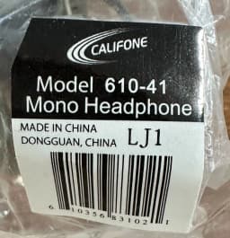 RHEA- New Califone 610-41 Mono Headphones Adjustable Over The Ear Fast Free Us Ship! - Thumbnail 3
