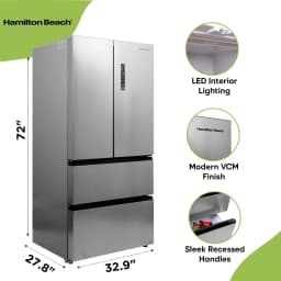 Hamilton Beach HZ4051 17.9 cu. ft. French Door Refrigerator with 2 Freezer Drawers, Stainless Steel, Digital Display - Thumbnail 5