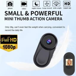 B-Qtech Mini Action Camera 1080P, Wearable Body Cam with 360° Clip, Thumb-Sized Video Recorder, One-Click Recording for Travel & Pets (Black) - Thumbnail 6