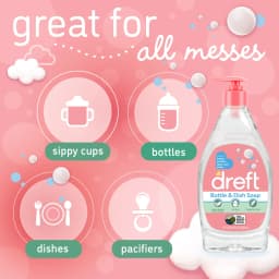 Dreft Plant-Derived Liquid Dish Soap and Dishwashing Detergent for Baby Bottle, Fragrance Free Baby Essentials, 18 fl oz - Thumbnail 4