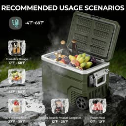 Auseo 68 Quart(64L) Portable Car Refrigerator, -4℉~50℉, 12/24V DC & 110-240V AC, Mini Fridge Freezer for RV Camping, Travel, Truck, Home, Green - Thumbnail 3