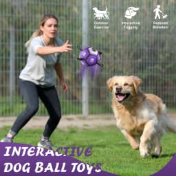 QDAN Durable Dog Toys Soccer Ball with Nylon Straps Hand Pump for Puppies Small Dogs, Purple & Gray, 5-inch - Thumbnail 3