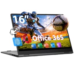 Golzer 16in Laptop 2 in 1 Touchscreen, Windows 11 Convertible Laptop, 16GB DDR4 640GB Storage - Thumbnail 1