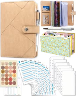 Money Saving Binder with Cash Envelopes, Including Zipper PVC Pockets, Cash Envelopes, Stickers and Pen - Thumbnail 1