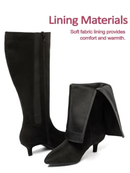 Women's Extra Wide Calf Knee High Boots Stiletto Heeled True Wide Width Plus Size Knee-High Boot Comfort Pointed Toe Tall Long Boots for Women. - Thumbnail 3