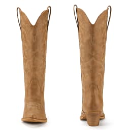 SMILIN Women's Knee High Cowboy Boots, Embroidered Pointed Toe Tall Western Cowgirl Boots, Camel, Size 8 - Thumbnail 2
