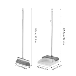 Broom with Dustpan Combo Set 54" Long Handle Adjustable Length Stainless Steel Broomstick Standing Dust Pan and Broom Set for Office Home Kitchen - Thumbnail 3