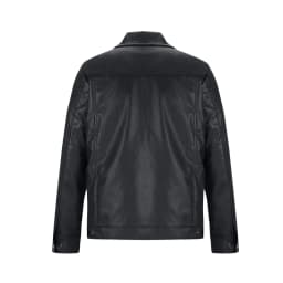 Maoxin Leather Jacket Men Men Zipper Pocket Artificial Leather Clothing Long Sleeves No Hat Fall And Winter Loose Coat Plus Size Jackets for Men Black XL - Thumbnail 4