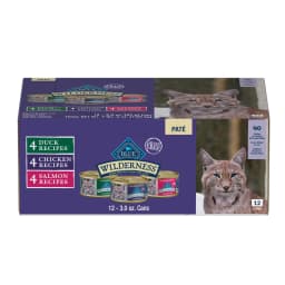 Blue Buffalo Wilderness High Protein Adult Wet Cat Food Pate, Variety Pack, 3oz Cans 12 CT - Thumbnail 1