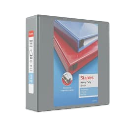 Staples Heavy-Duty 3-Inch D 3-Ring View Binder Gray (26368) 976043 - Thumbnail 1