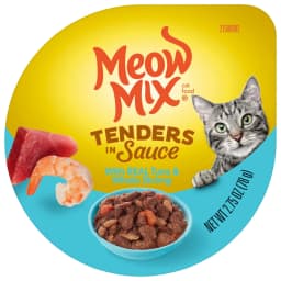 Meow Mix Tender Favorites with REAL Tuna & Whole Shrimp in Sauce, Wet Cat Food, 2.75 oz - Thumbnail 1
