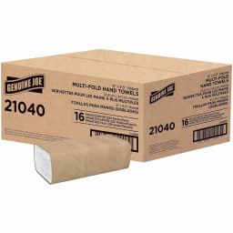 Genuine Joe Multi-Fold Natural Paper Towels - 16 Pack, 250 Sheets Each - Thumbnail 1