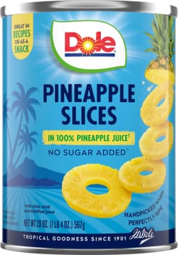 (8 pack) Dole Pineapple Slices in 100% Pineapple Juice, 20 oz Can - Thumbnail 2