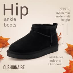 Cushionaire Hip 2 Genuine Suede Ankle Boots for Women, Cozy Faux Shearling Lining Pull On Winter Womens Boots - Thumbnail 4