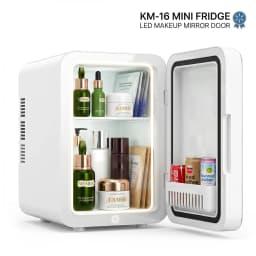 BODEGA 4L Mini Skincare Fridge with LED Mirror, Portable Thermoelectric Cooler & Warmer, AC/DC Powered Small Refrigerator for Bedroom, Dorm & Makeup - Thumbnail 1