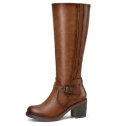 LuckLilac Women Knee High Boots Wide Calf Fashion Dress Shoes Chunky Heel Casual Work - Thumbnail 2