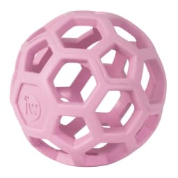 JW HOL-ee Roller™ Tug and Fetch Treat Dispenser Puzzle Ball Dog Toy, Natural Rubber, Large 5.5" for Dogs 60+ lb, Pink, Pack - Thumbnail 7