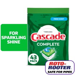 Cascade Complete Action Pacs, Dishwasher Detergent, Fresh, 43 Count - Thumbnail 1