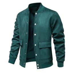 Maoxin Men's Coats and Jackets Men's Lapel Leather Jacket Casual Loose Men's Leather Jacket Solid Color Long Sleeved Hooded Casual Jacket/jacket Green S - Thumbnail 5