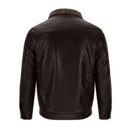 BLTIBY Men's Faux Leather Jacket Casual Zip Up Fur Collar Lapel Vintage Leather Motorcycle Coat Solid Color Slim Punk Biker Outwear with Pockets Brown L - Thumbnail 6