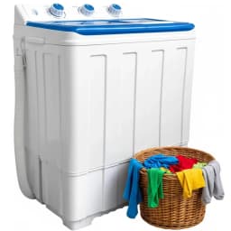 Portable Washing Machine, 14lbs Twin Tub Washer Mini Compact Laundry Machine with Drain Pump,Compact Washer for Home Dorm Apartment,Blue - Thumbnail 1