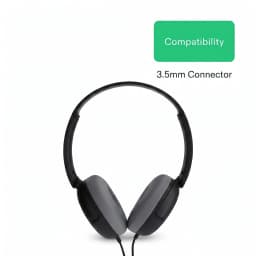 onn On-Ear Headphones with 3.5 mm Connector, Black - Thumbnail 4