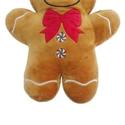 Vibrant Life Holiday Plush Dog Toy, Gingrbread Man with Santa Hat, Brown and Red, 11" - Thumbnail 7