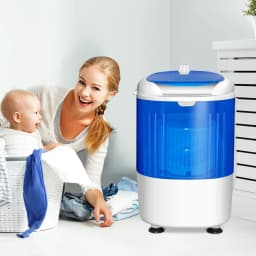 Costway 5.5lbs Portable Mini Compact Washing Machine Electric Laundry Spin Washer Dryer Blue - Thumbnail 3